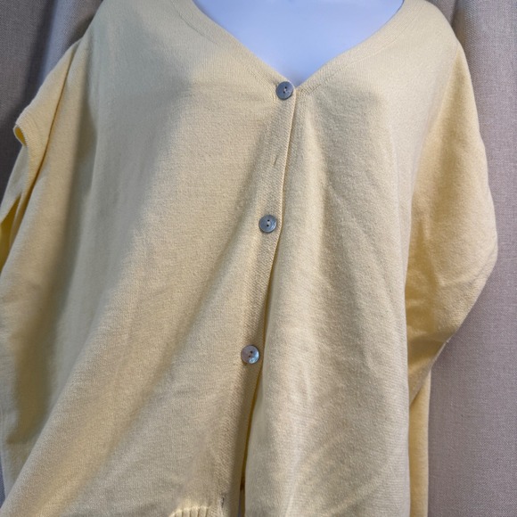 Butter Yellow Knit Cardigan Top Short Sleeve Button Down Lightweight Sweater - Picture 4 of 5